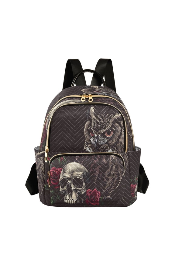 Owl Flowers Skull Womens Travel Laptop Backpack Large Daypack Ladies Shoulder Bags S
