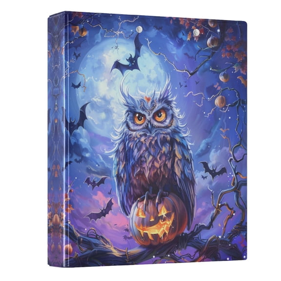 ALAZA Owl Halloween 3 Ring Binder 1.5 Inch Three Ring Office Binders w/ clipboard & 3 pockets, Hold 200 Sheets, 1 pc