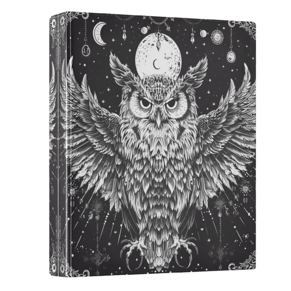 ALAZA Owl Mysticism 3 Ring Binder 1.5 Inch Three Ring Office Binders w/ clipboard & 3 pockets, Hold 200 Sheets, 1 pc