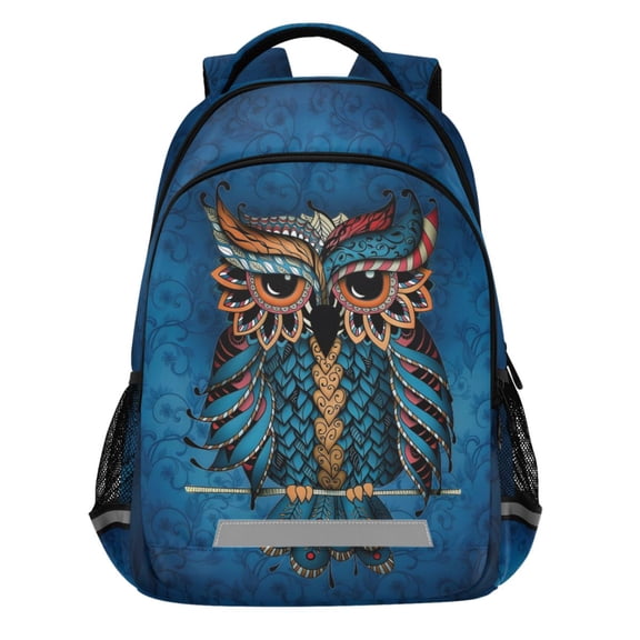 ALAZA Owl Print Boho Ethnic Pattern Backpack Elementary School Bags Student Bookbag Travel Rucksack