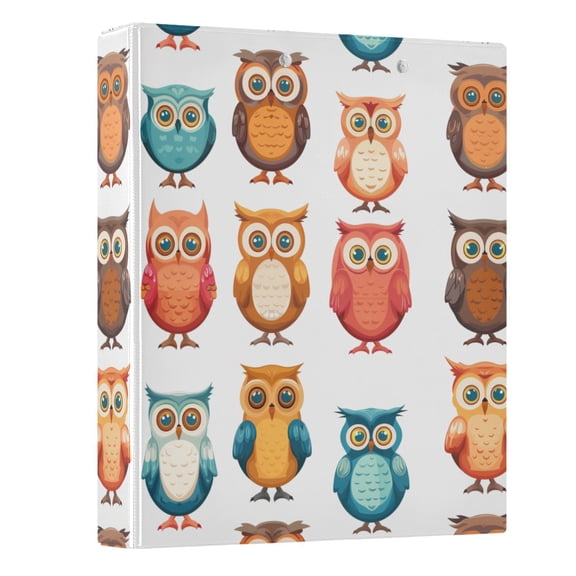 ALAZA Owl Prints Cartoon 3 Ring Binder 1.5 Inch Three Ring Office Binders w/ clipboard & 3 pockets, Hold 200 Sheets, 1 pc