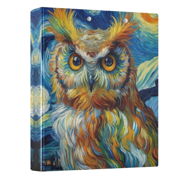 ALAZA Owl Starry Sky 3 Ring Binder 1.5 Inch Three Ring Office Binders w/ clipboard & 3 pockets, Hold 200 Sheets, 1 pc
