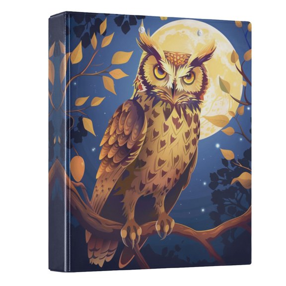 ALAZA Owl Starry Sky Moon 3 Ring Binder 1.5 Inch Three Ring Office Binders w/ clipboard & 3 pockets, Hold 200 Sheets, 1 pc