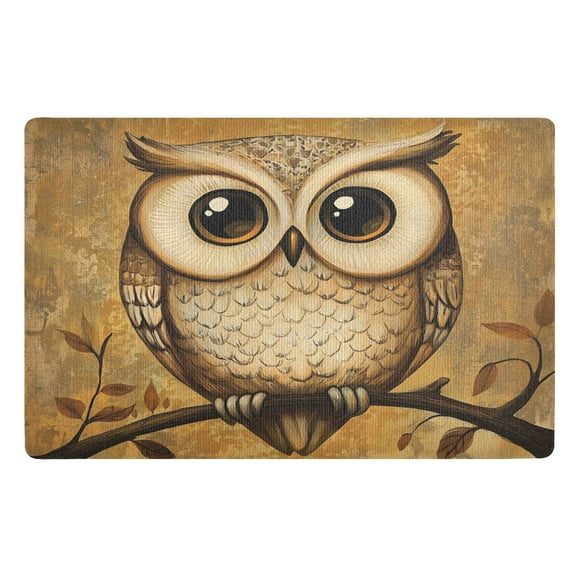 ALAZA Owl on Branch Door Mat Outdoor Indoor Entrance Low Profile Floor Rugs 32"x20"