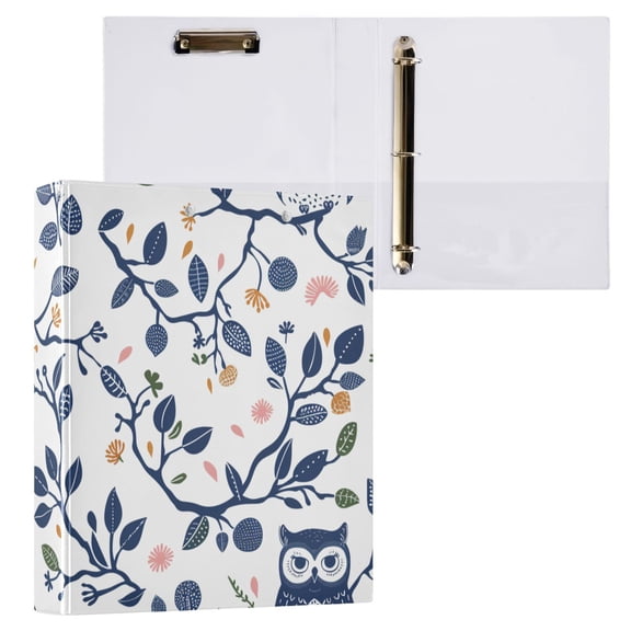 ALAZA Owl on Branch Hardcover 3 Ring Binder 1.5" Round Rings Interior Pockets Binders Organizer 1 Pack