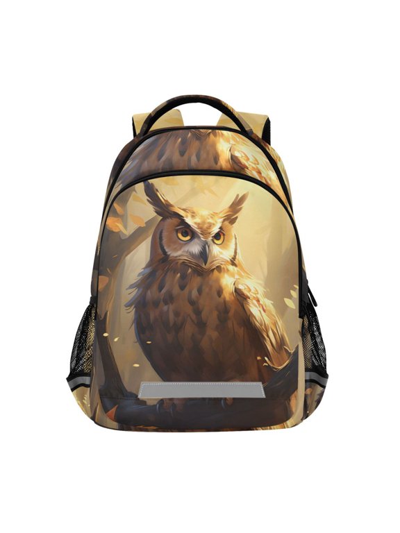 Owl on Tree Backpack Elementary School Bag Bookbag Travel Rucksack