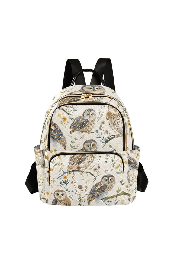 Owl on Tree Branch Womens Travel Laptop Backpack Large Daypack Ladies Shoulder Bags M