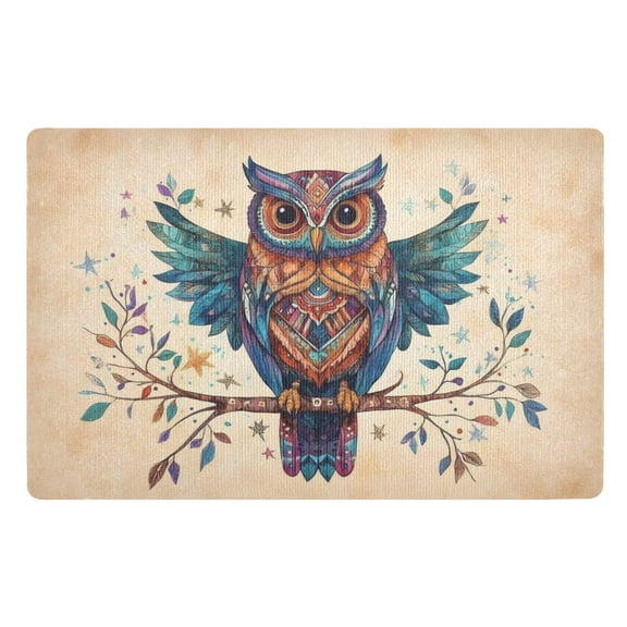 ALAZA Owl on Tree Pattern Door Mat Outdoor Indoor Entrance Low Profile Floor Rugs 32"x20"