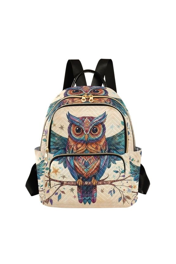 Owl on Tree Pattern Womens Travel Laptop Backpack Large Daypack Ladies Shoulder Bags S