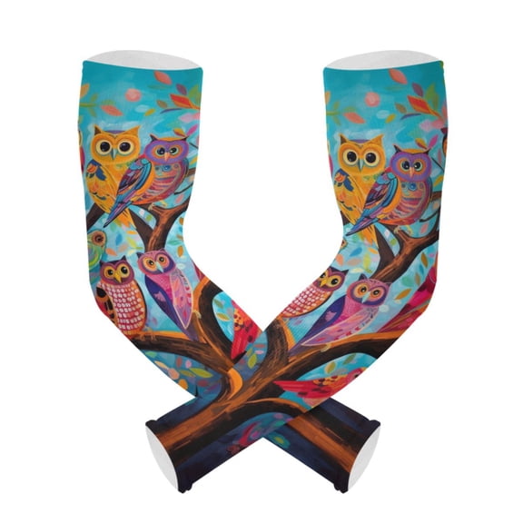 ALAZA Owls on Tree Branch UV Sun Protection Arm Sleeves UPF 50+ Compression Cooling Sleeve 1 Pair