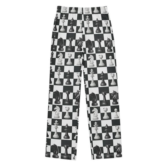ALAZA Pajama Pants Chess Checkered Pattern Plaid Pj Bottoms Sleepwear Lounge with Pockets L