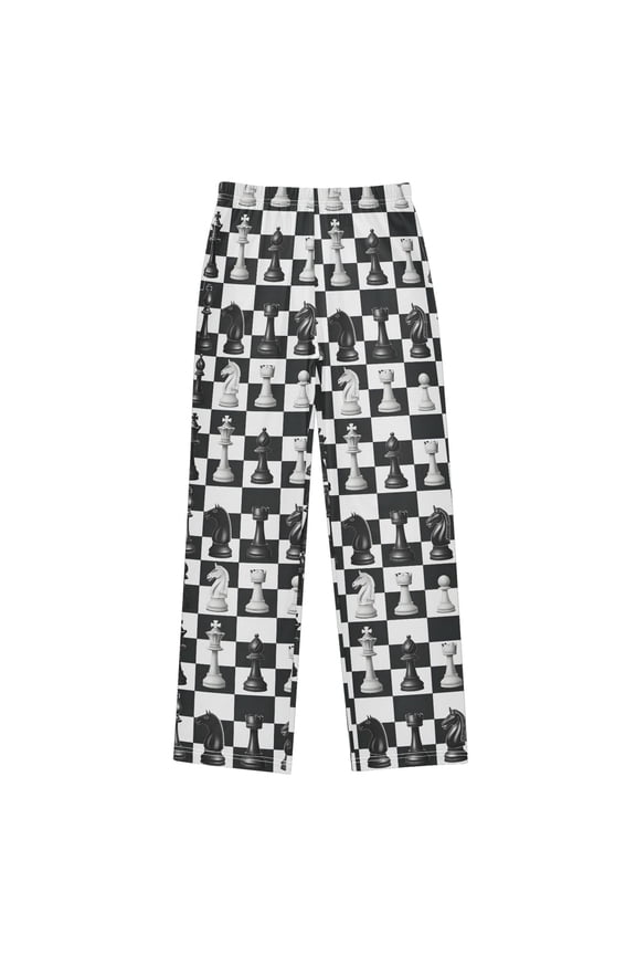 Pajama Pants Chess Checkered Pattern Plaid Pj Bottoms Sleepwear Lounge with Pockets L