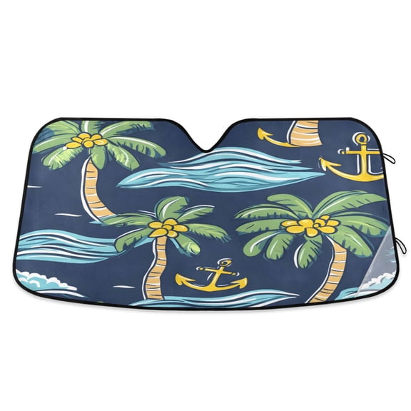 ALAZA Palm Coconut Tree-a1 Windshield Sun Shade Car Foldable Visor Block UV Rays Protector 53"x23.5"