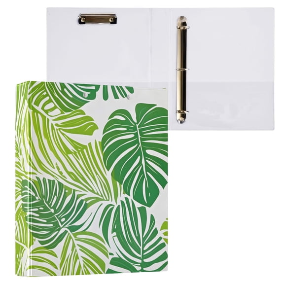 ALAZA Palm Leaf-c3 Hardcover 3 Ring Binder 1.5" Round Rings Interior Pockets Binders Organizer 1 Pack