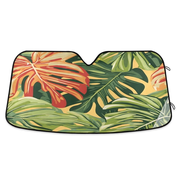 ALAZA Palm Leaf-c9 Windshield Sun Shade Car Foldable Sun Visor Block UV Rays Protector 53"x23.5"