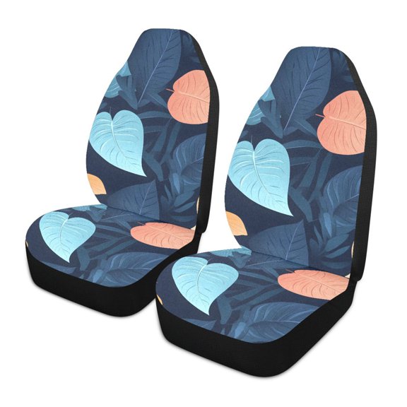 ALAZA Palm Leaf-e8 Car Seat Covers 2 PCs Universal Auto Front Seats Interior Protector