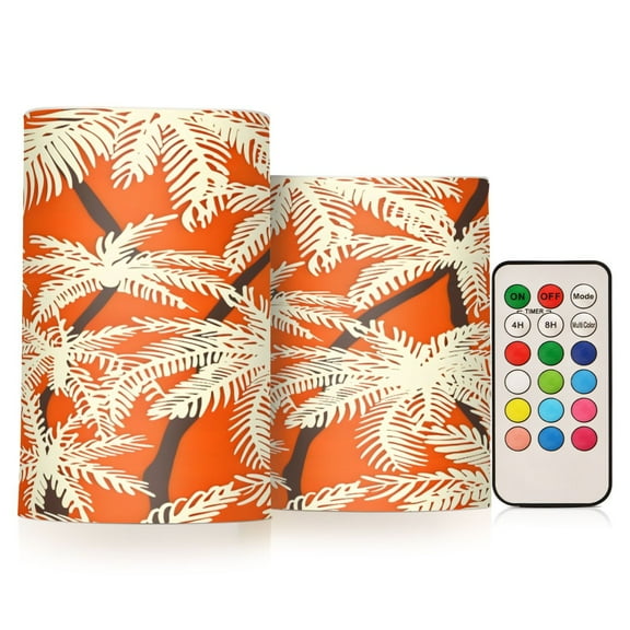 ALAZA Palm Tree 2 PCs LED Flickering Flameless Candles with Remote Timer Battery Operated Candle