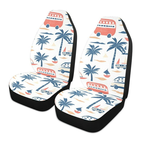 ALAZA Palm Tree Bus Car Seat Covers 2 PCs Universal Auto Front Seats Interior Protector