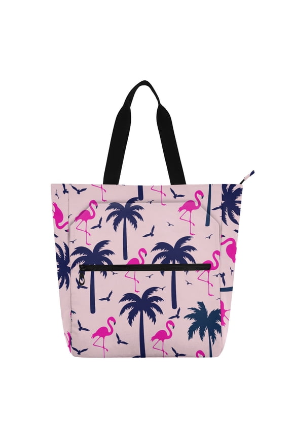 Palm Tree Flamingo School Book Bag Kids Tote Bags Handbag