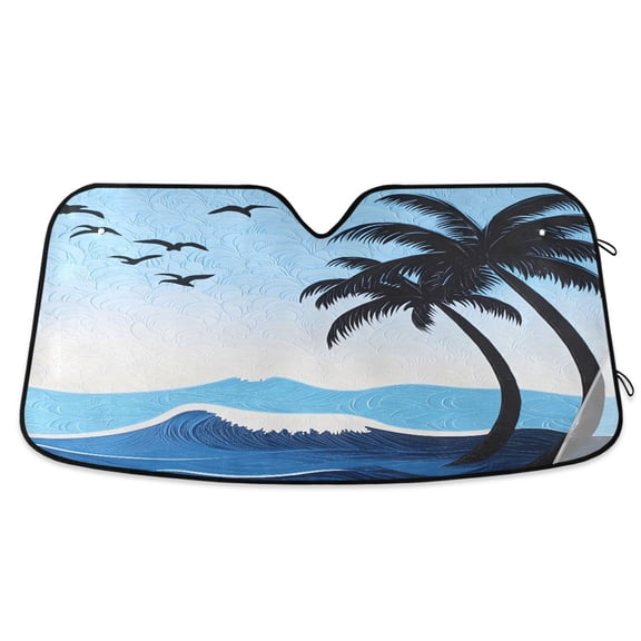 ALAZA Palm Tree Pattern Car Windshield Sun Shade Foldable UV Ray Sunshade Visor Protector 55 x 27.6in