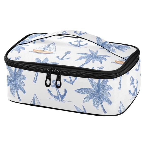 ALAZA Palm Tree Sailboat Anchors Lunch Box Insulated Cooler Tote Bag Reusable School Picnic Travel Office