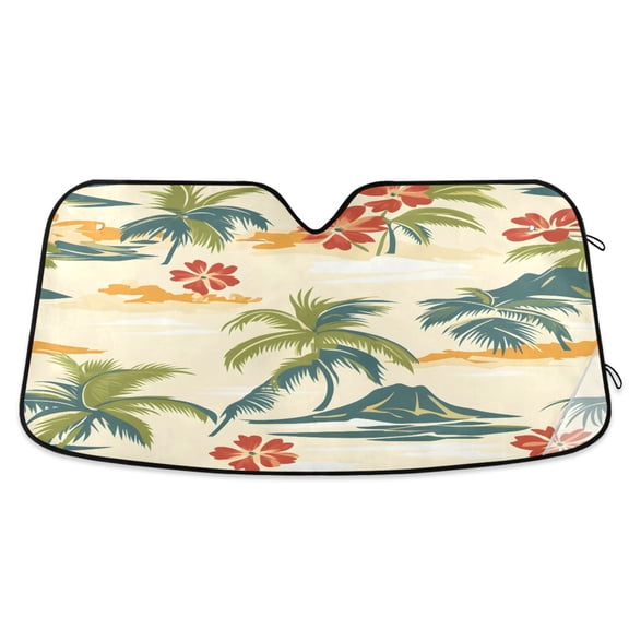 ALAZA Palm Tree Tropical-a1 Windshield Sun Shade Car Foldable Sun Visor Block UV Rays Protector 57"x31.5"