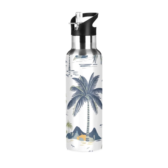 ALAZA Palm Tree-a2 Water Bottle Insulated Flask Stainless Steel Straw Lid 20 oz