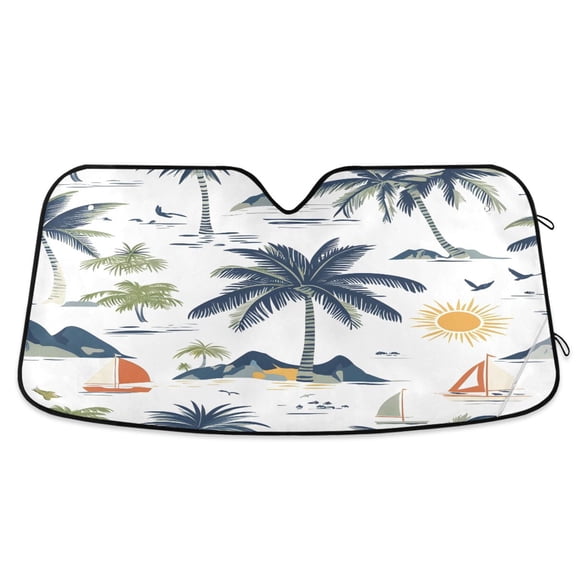 ALAZA Palm Tree-a2 Windshield Sun Shade Car Foldable Visor Block UV Rays Protector 55"x27.6"