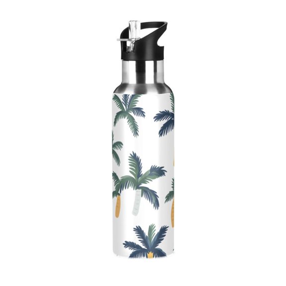ALAZA Palm Tree-a6 Water Bottle Insulated Flask Stainless Steel Straw Lid 20 oz
