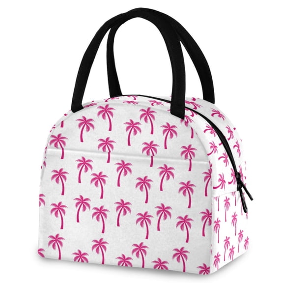 ALAZA Palm Trees Pink Insulated Lunch Box Reusable Cooler Tote Bag Work Office Picnic