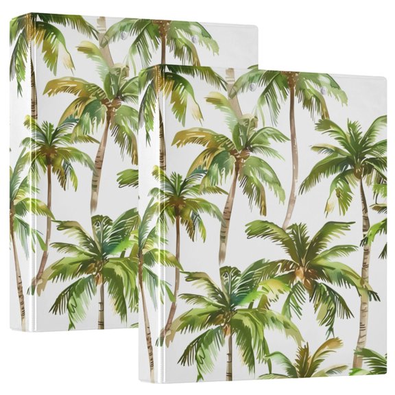 ALAZA Palm Trees Summer Hardcover 3 Ring Binder 1.5" Round Rings Interior Pockets Binders Organizer 2 Pack