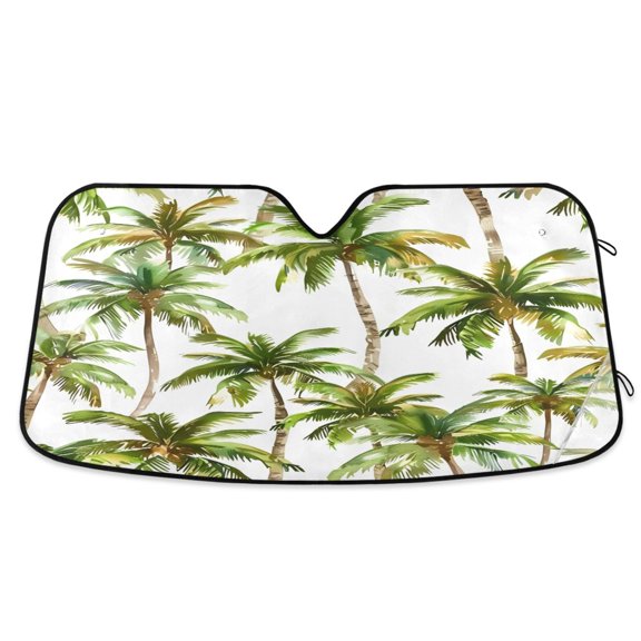 ALAZA Palm Trees Summer Windshield Sun Shade Car Foldable Sun Visor Block UV Rays Protector 55"x27.6"