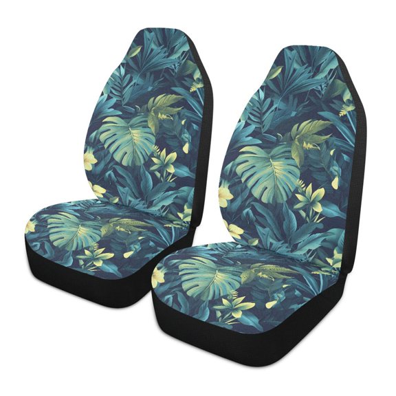 ALAZA Palm Tropical Leaves Car Seat Covers 2 PCs Universal Auto Front Seats Interior Protector