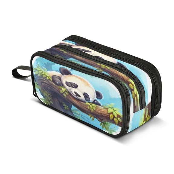 ALAZA Panda Sleep on Tree Pencil Case Bag 3 Compartment Pen Pouch Large Storage Holder Box Organizer