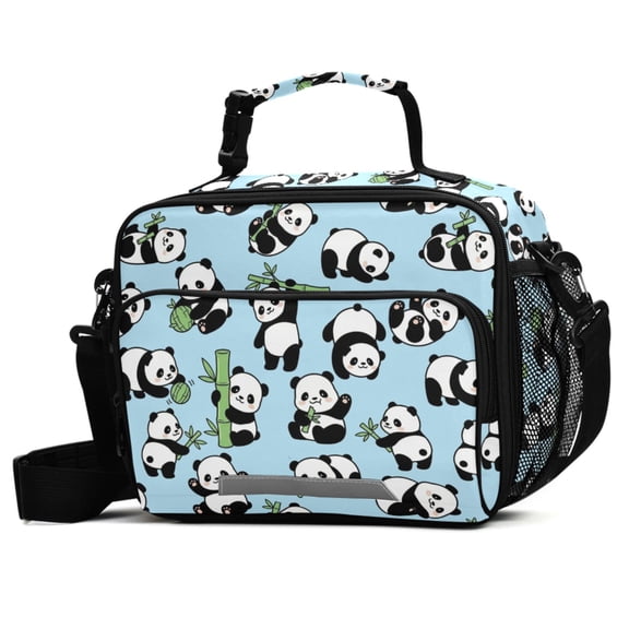 ALAZA Pandas Cute Lunch Box Insulated Cooler Bag Reusable Tote Bags with Shoulder Strap