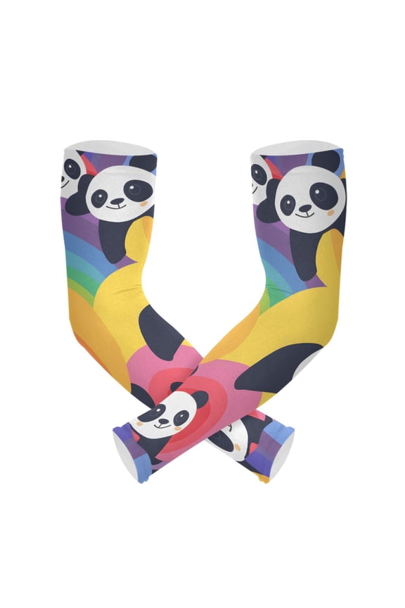Pandas and Rainbows UV Sun Protection Arm Sleeves UPF 50+ Compression Cooling Sleeve 1 Pair