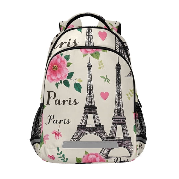 ALAZA Paris Tower Flowers Backpack Elementary School Bag Bookbag Travel Rucksack