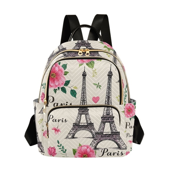 ALAZA Paris Tower Flowers Womens Travel Laptop Backpack Large Daypack Ladies Shoulder Bags S