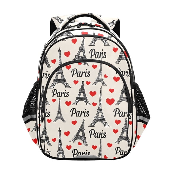 ALAZA Paris Tower Hearts School Backpack Elementary Bag Bookbag Travel Rucksack