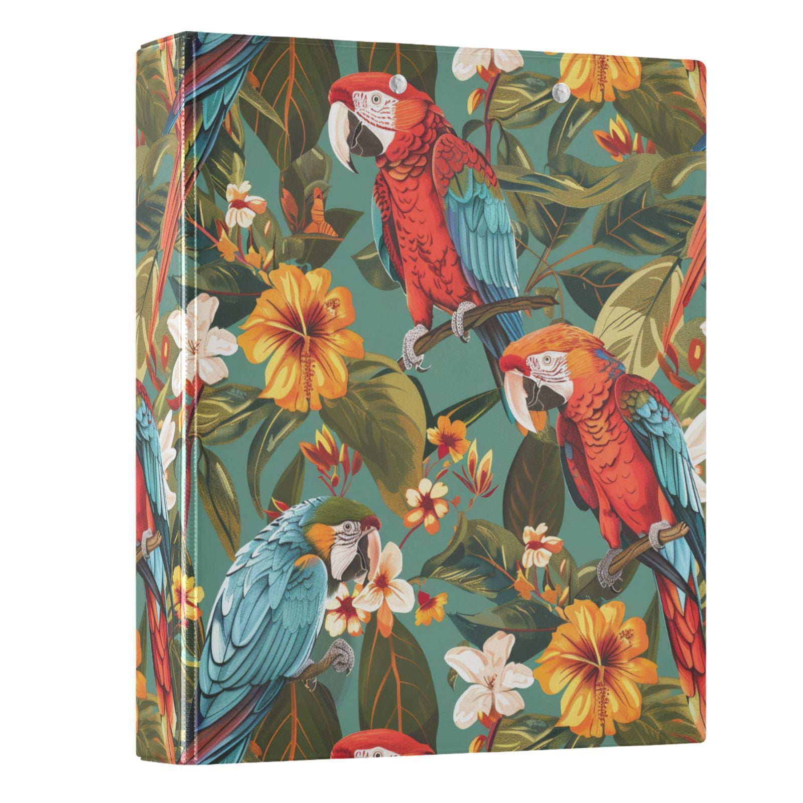ALAZA Parrot Flower Vintage 3 Ring Binder 1.5 Inch Three Ring Office ...