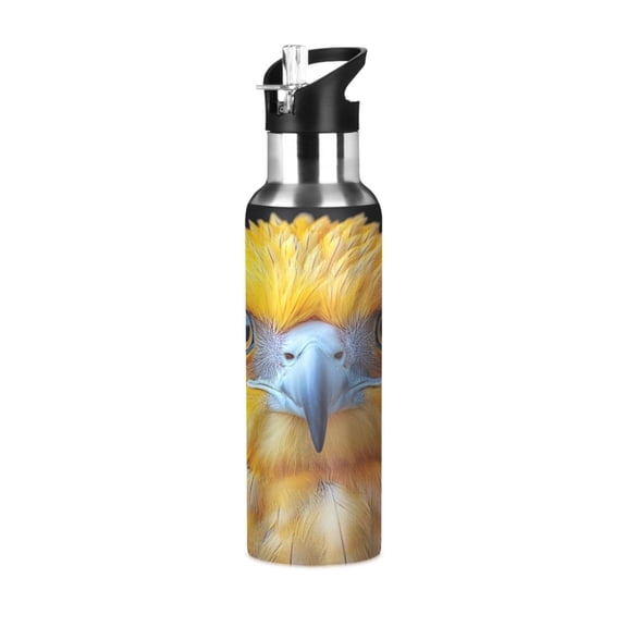 ALAZA Parrot Head Water Bottle Insulated Flask Stainless Steel Straw Lid 20 oz