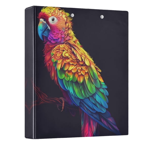 ALAZA Parrot Portrait Rainbow Color 3 Ring Binder 1.5 Inch Three Ring Office Binders w/ clipboard & 3 pockets, Hold 200 Sheets, 1 pc