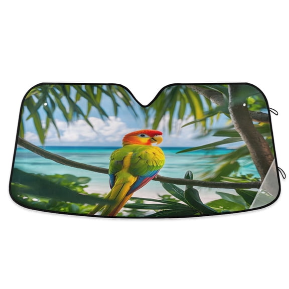 ALAZA Parrot in Summer Windshield Sun Shade Car Foldable Sun Visor Block UV Rays Protector 53"x23.5"