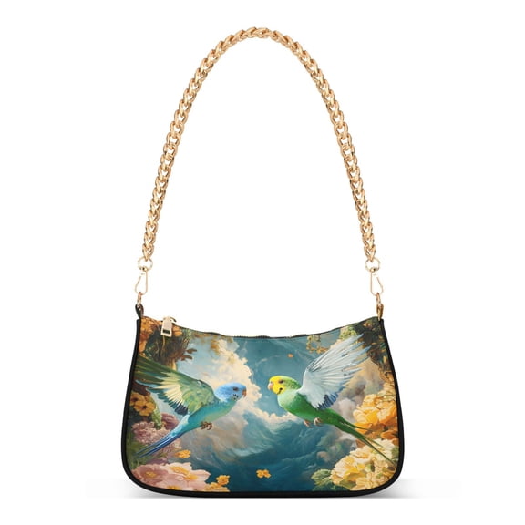 ALAZA Parrots Flowers Women's Chain Shoulder Bag Hobo Handbag Tote Crossbody Purse