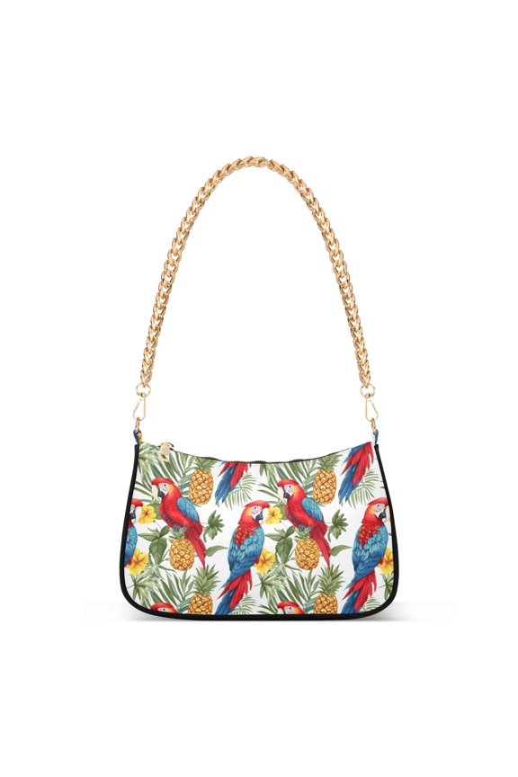 Parrots Pineapples Women's Chain Shoulder Bag Hobo Handbag Tote Crossbody Purse