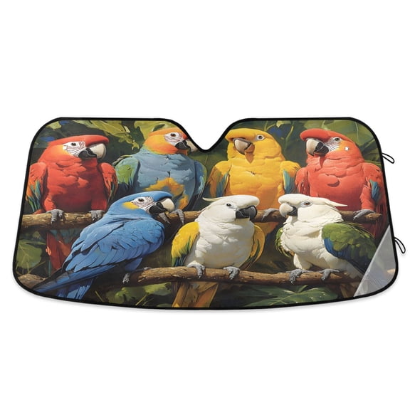 ALAZA Parrots Windshield Sun Shade Car Foldable Sun Visor Block UV Rays Protector 53"x23.5"