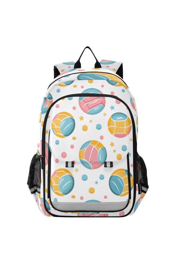 Pastel Beach Balls with Stars Pattern Laptop Backpack Purse Travel Bag Casual School Bookbag Rucksack for Women Men