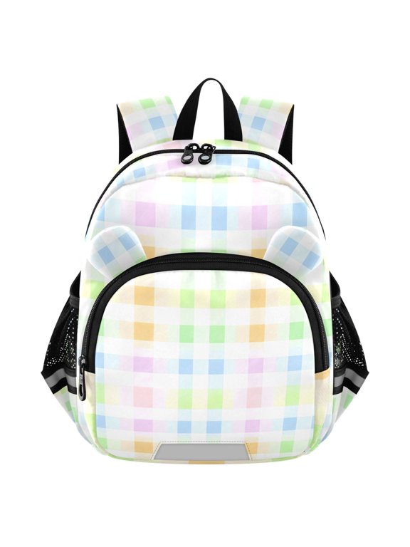 Pastel Checkered Mini Backpack School Bookbag Age 3-7 Small