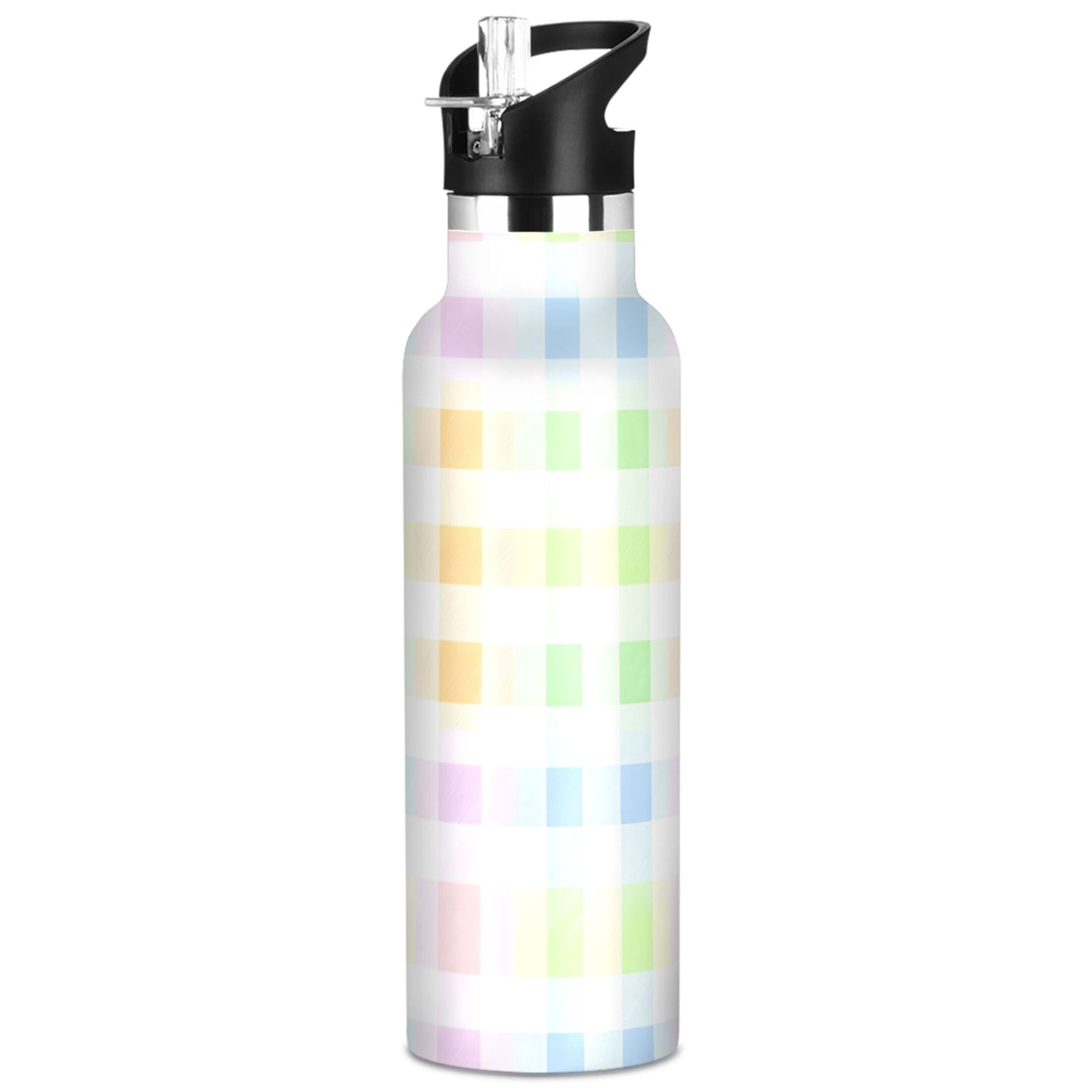 ALAZA Pastel Checkered Pattern Stainless Steel Water Bottle Vacuum ...