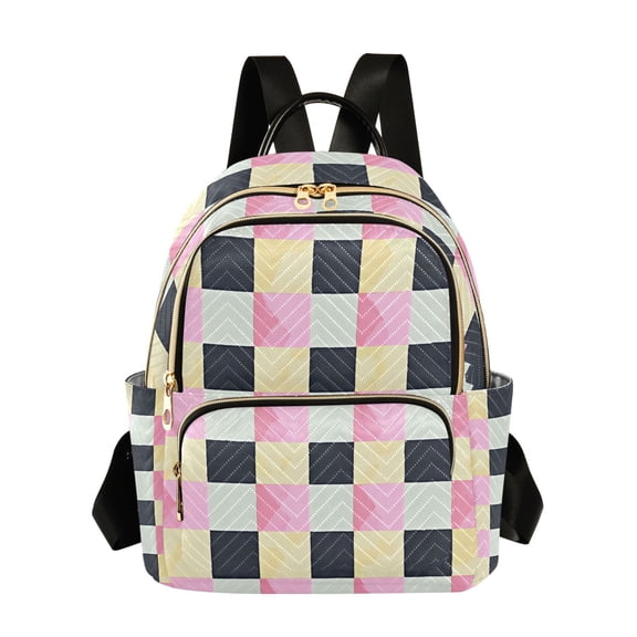 ALAZA Pastel Checkered-a1 Womens Travel Laptop Backpack Large Daypack Ladies Shoulder Bags S